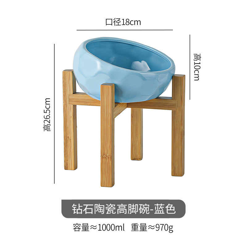 Pet bowl oblique cat bowl food bowl dog bowl French bucket food bowl large capacity high foot oblique bowl large dog ceramic bowl