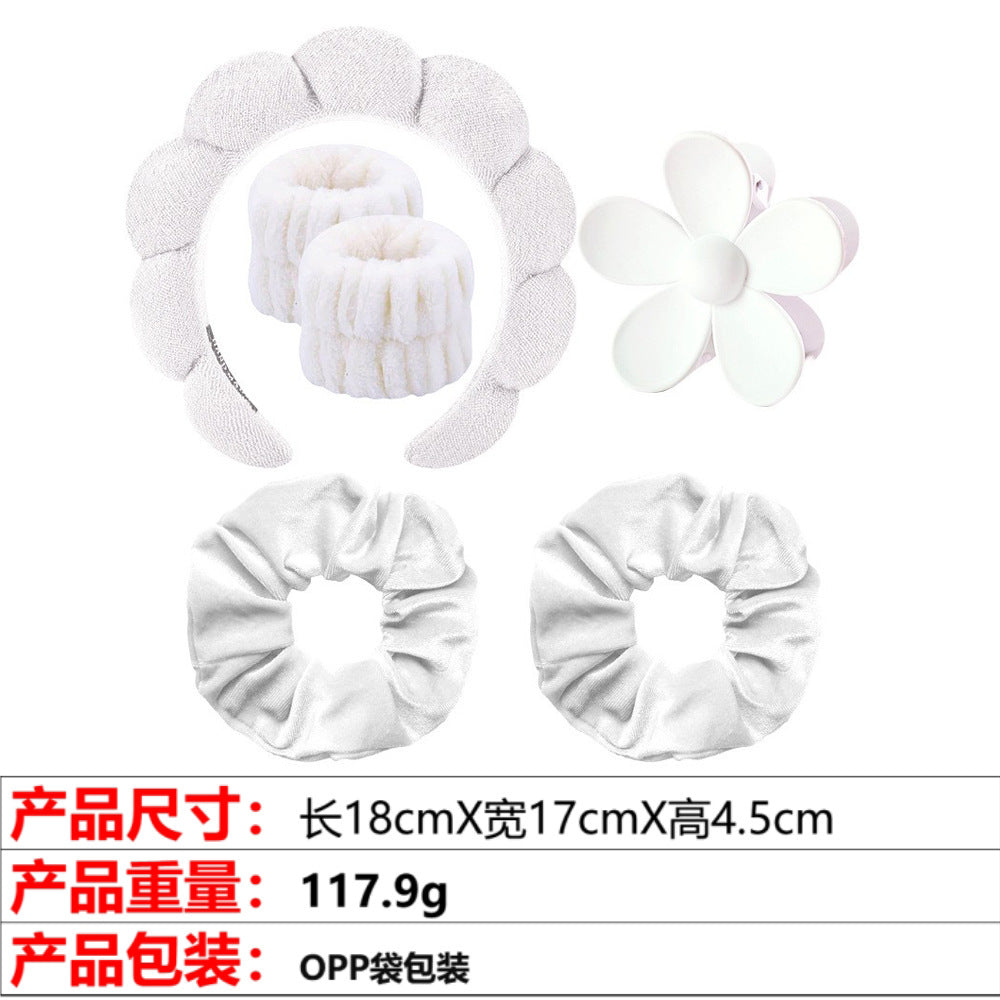 European and American cross-border hot-selling high-top hair accessories for women to wash their faces and bathe, cloud sponge headbands for makeup removal and hair ties