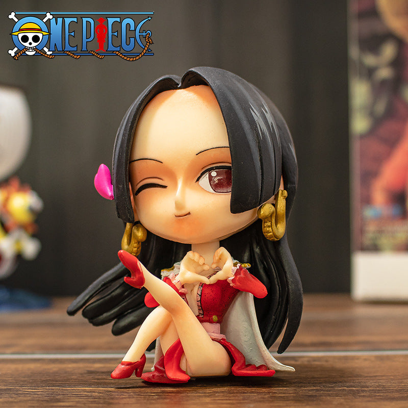 Q version of One Piece Big Head Luffy Zoro Chopper Ace Empress hand-made GK sitting doll blind box anime ornaments