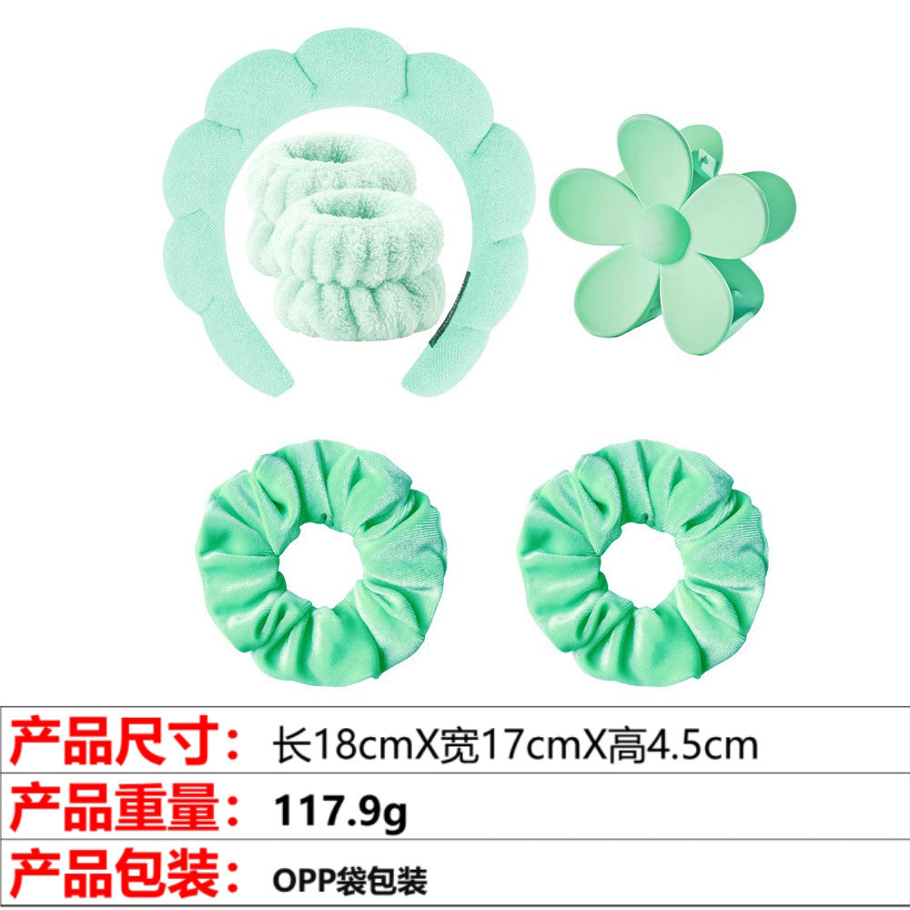 European and American cross-border hot-selling high-top hair accessories for women to wash their faces and bathe, cloud sponge headbands for makeup removal and hair ties