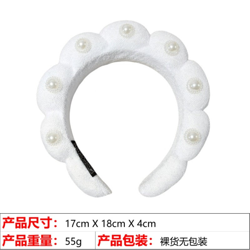 European and American cross-border hot-selling high-top hair accessories for women to wash their faces and bathe, cloud sponge headbands for makeup removal and hair ties