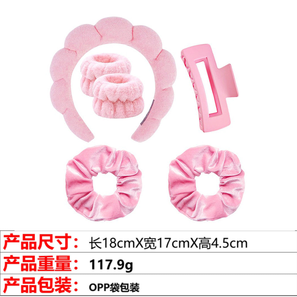 European and American cross-border hot-selling high-top hair accessories for women to wash their faces and bathe, cloud sponge headbands for makeup removal and hair ties