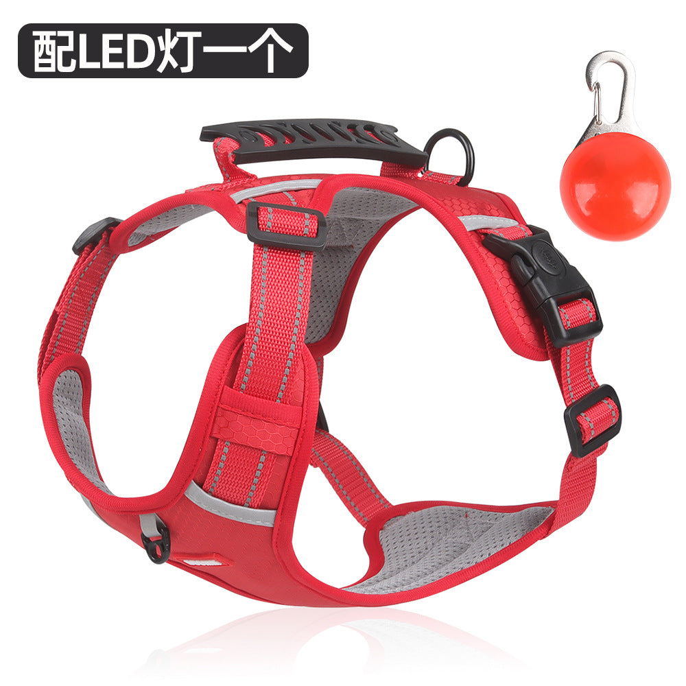 Cross-border new pet chest harness vest-style reflective large dog chest harness explosion-proof dog traction rope wholesale