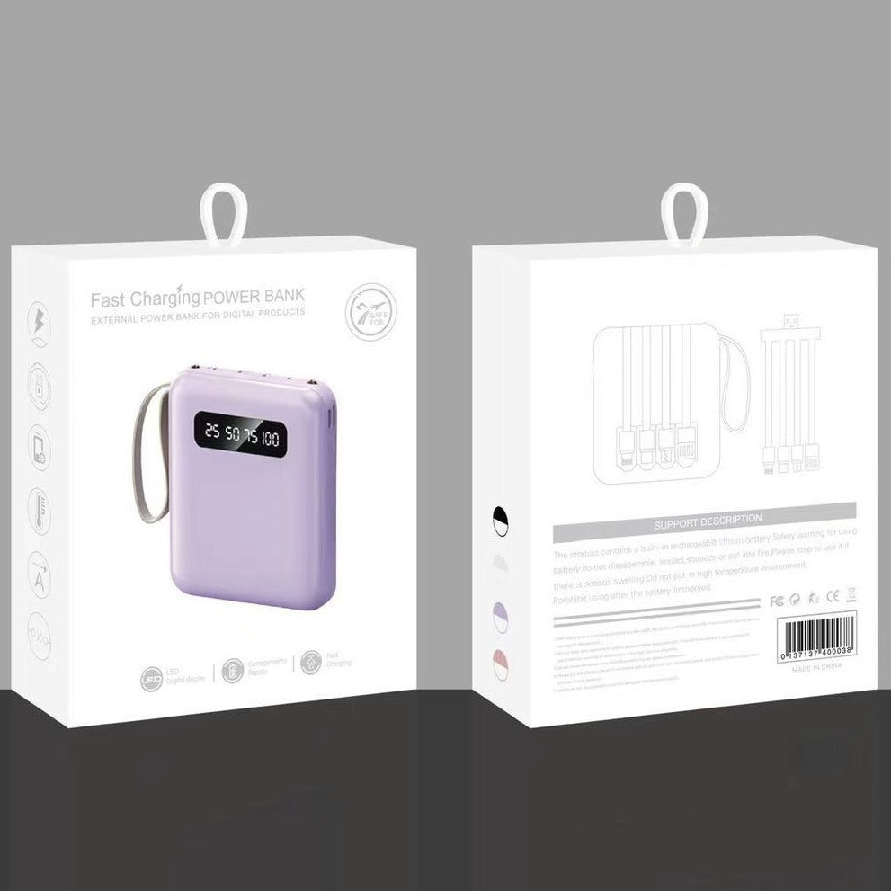 Mini power bank with built-in cable 20000 mAh large capacity small and convenient gift mobile power wholesale printing