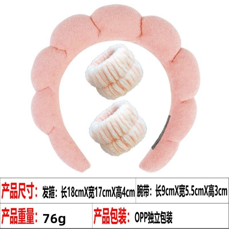 European and American cross-border hot-selling high-top hair accessories for women to wash their faces and bathe, cloud sponge headbands for makeup removal and hair ties