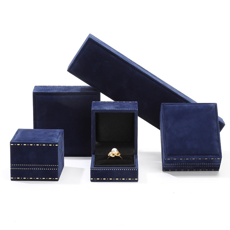 Cross-border right angle jewelry packaging box gold edge high-grade ring pendant bracelet box velvet jewelry storage jewelry box