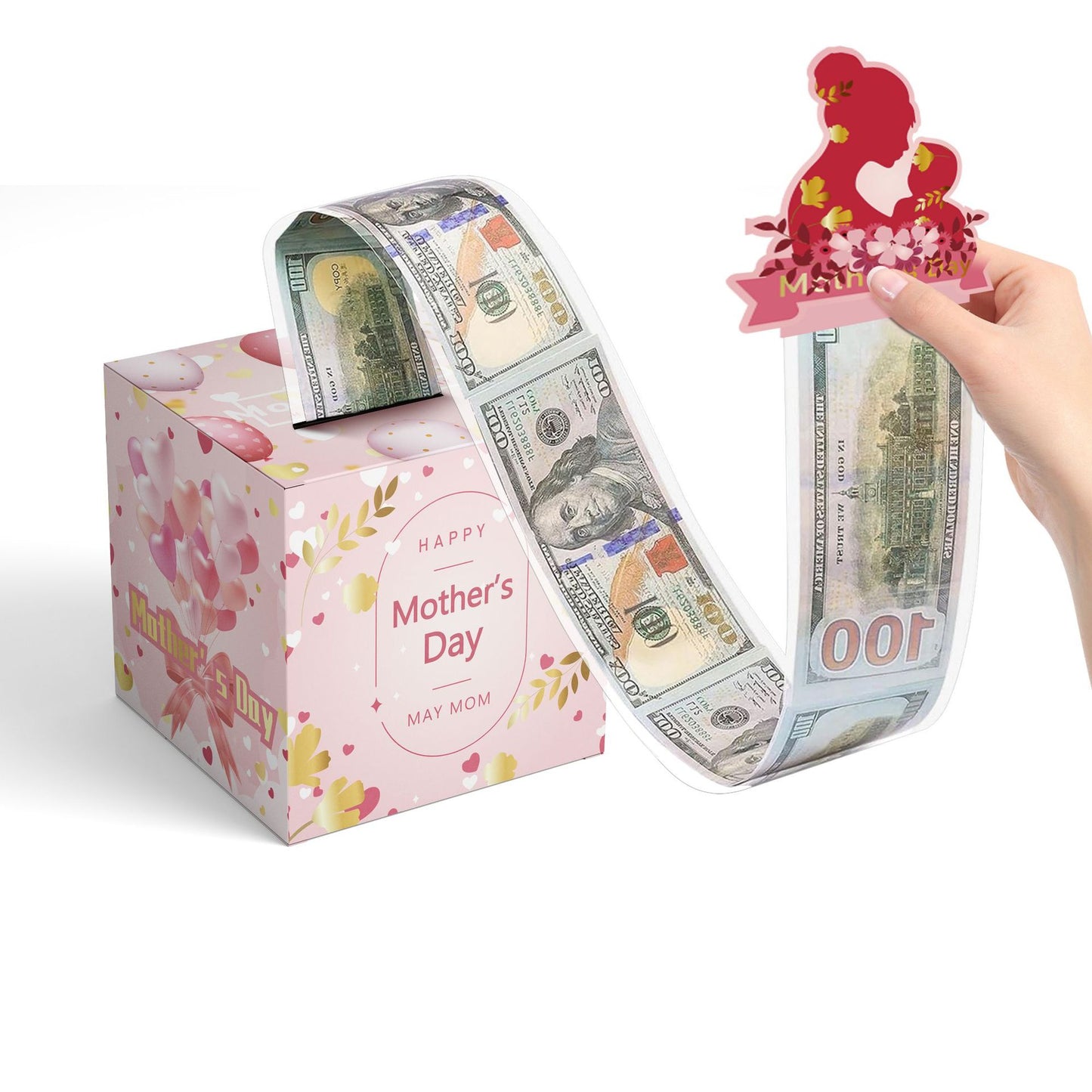 Cross-border money-drawing paper box surprise birthday party decoration birthday atmosphere layout props black gold money-drawing box