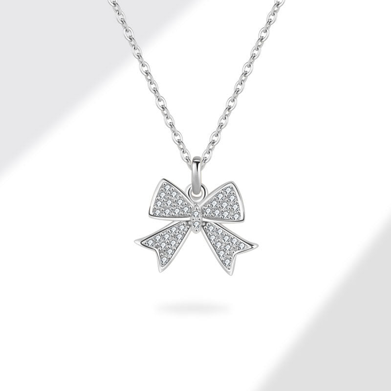 S925 sterling silver light luxury butterfly diamond necklace niche design necklace temperament white net celebrity same clavicle chain