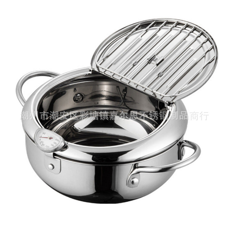 304 stainless steel frying pan tempura frying pan household temperature controllable frying pan oil saving source manufacturer with filter