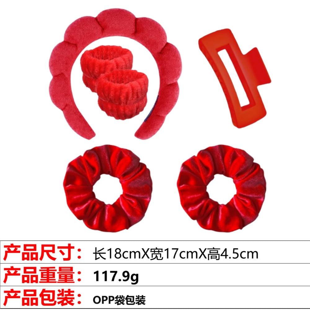 European and American cross-border hot-selling high-top hair accessories for women to wash their faces and bathe, cloud sponge headbands for makeup removal and hair ties