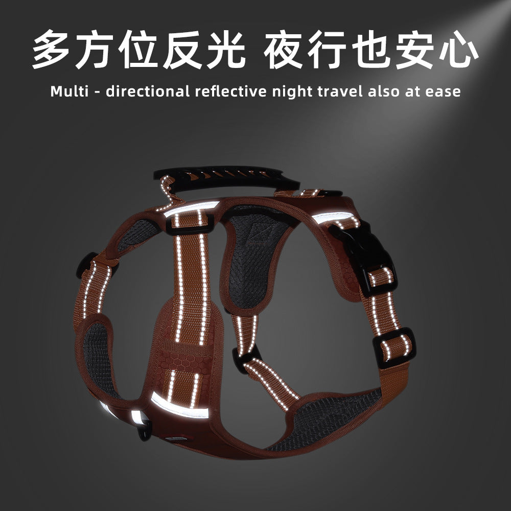 Cross-border new pet chest harness vest-style reflective large dog chest harness explosion-proof dog traction rope wholesale