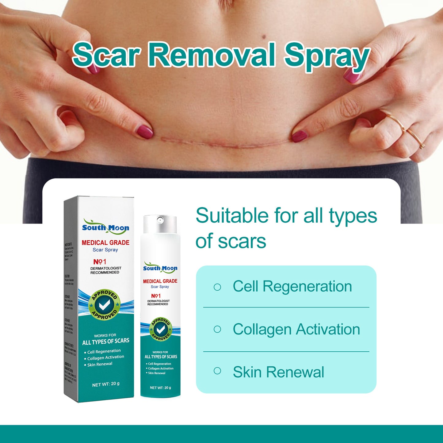 South Moon Scar Care Spray Skin Care Care Diminishes Scars Smooths Skin Repair Fluid