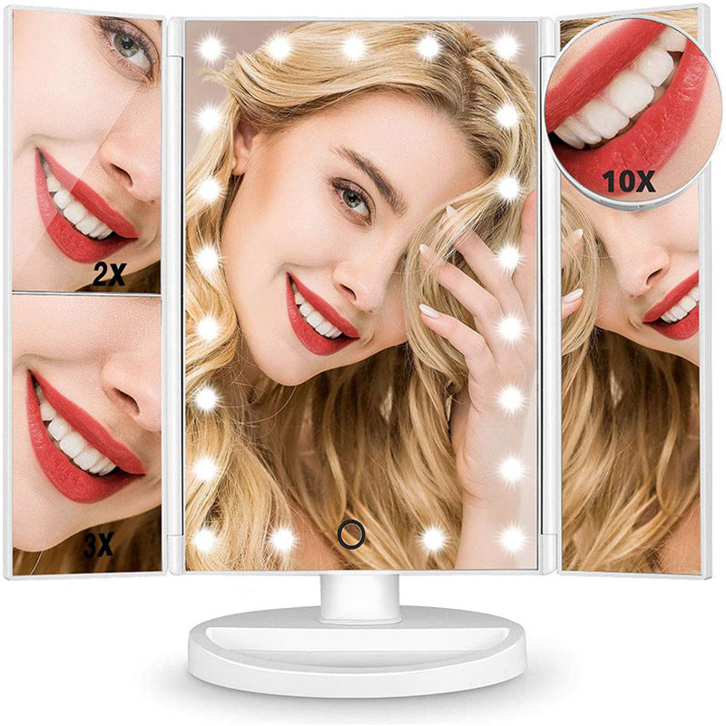 New LED makeup mirror table lamp three-sided folding touch-sensitive fill light mirror makeup mirror with light charging