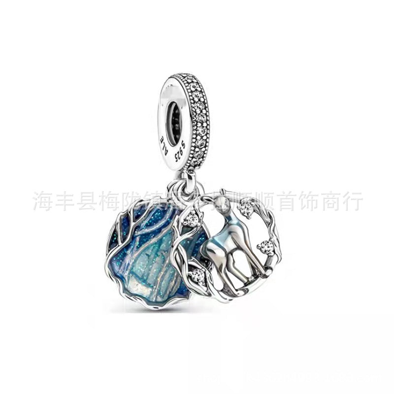 Panjia beads sterling silver S925 blue starry sky pendant pumpkin car dream catcher ocean heart beaded beads pendant