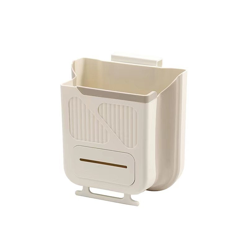 Kitchen trash can foldable household cabinet door wall-mounted garbage storage bin telescopic car trash can dedicated