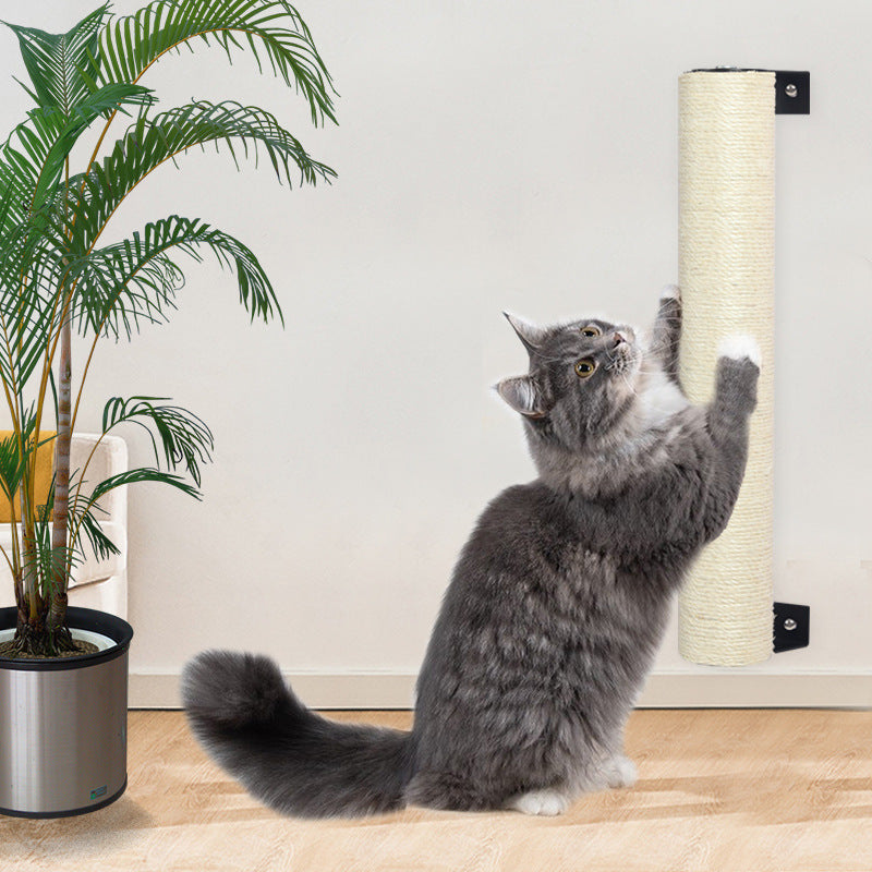 Factory direct sale wall-mounted cat bed solid wood wall-mounted sisal column cat scratching post toy jumping platform claw sharpening cat scratching board