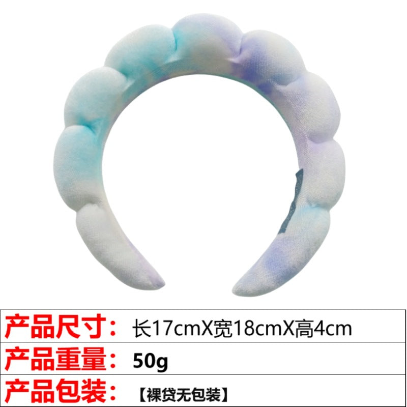 European and American cross-border hot-selling high-top hair accessories for women to wash their faces and bathe, cloud sponge headbands for makeup removal and hair ties