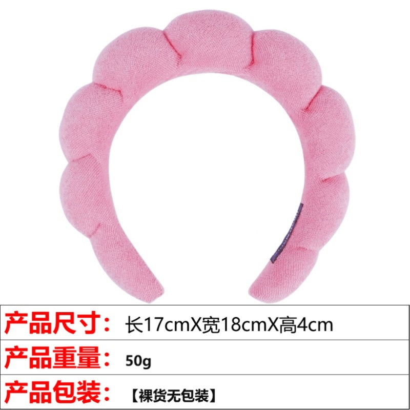 European and American cross-border hot-selling high-top hair accessories for women to wash their faces and bathe, cloud sponge headbands for makeup removal and hair ties