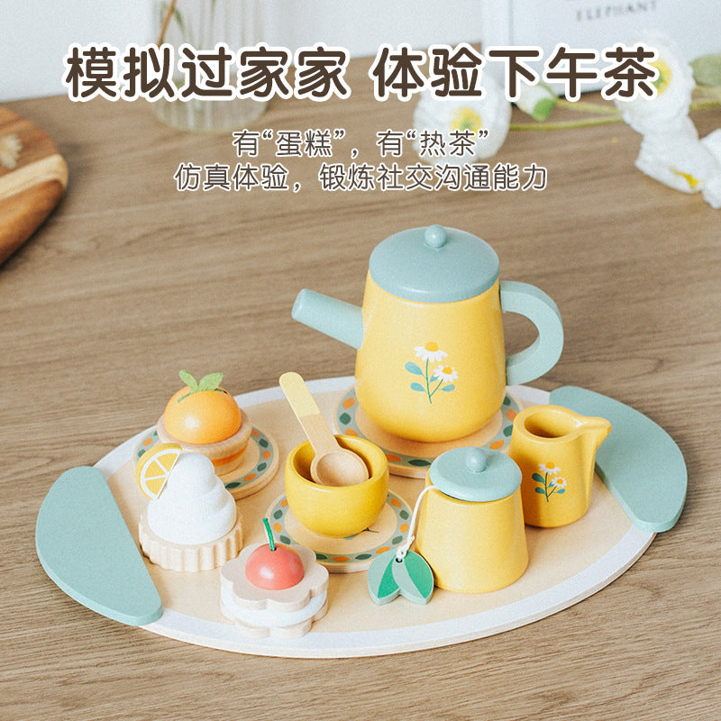 Children's simulation house tea set dessert set kindergarten playground role play early education wooden toys