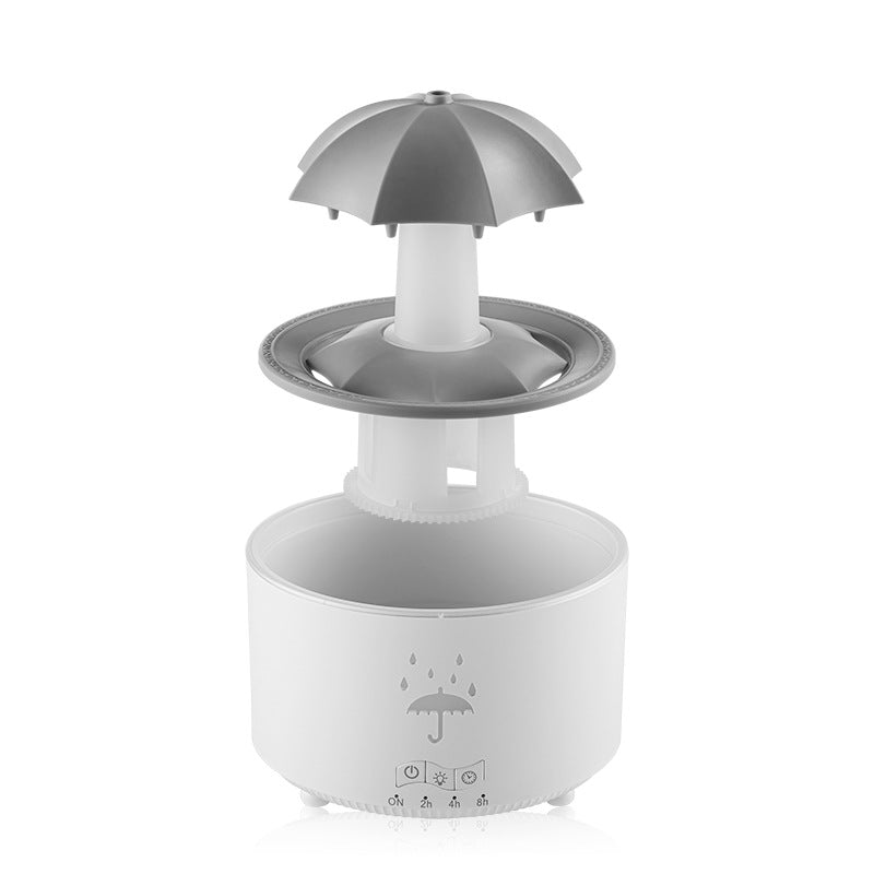 New rotating umbrella water drop humidifier household large fog desktop colorful light remote control aromatherapy machine cross-border