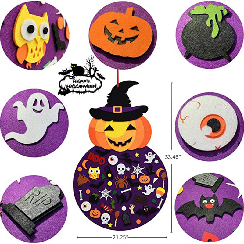 Amazon cross-border Halloween wall decoration felt non-woven Velcro three-dimensional accessories DIY game pumpkin