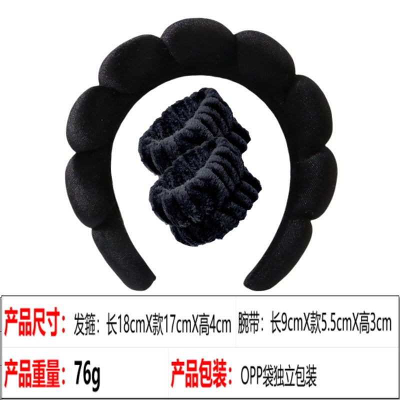 European and American cross-border hot-selling high-top hair accessories for women to wash their faces and bathe, cloud sponge headbands for makeup removal and hair ties