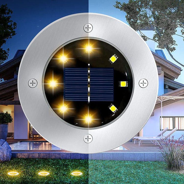 Outdoor Garden Light Solar Underground Light Ground Plug Floor Light 8LED Underground Light Garden Landscape Deck Light Waterproof