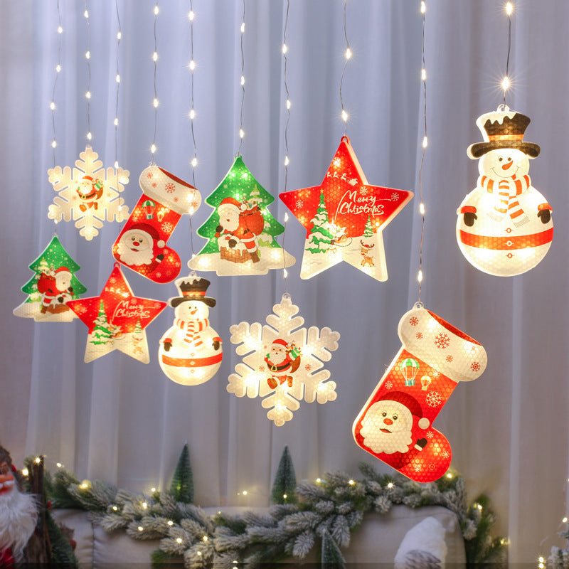 New Cross-border Christmas Light String Unicorn Curtain Light Christmas Cartoon Modeling Light LED Lantern Room Decoration