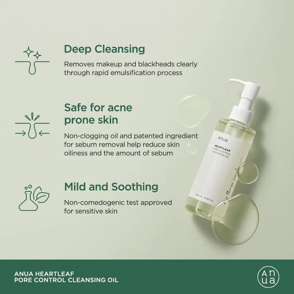 Cross-border hit Anua Heartleaf Pore Control Cleansing Oil Cleansing Water Korean Facial Cleanser 200ml