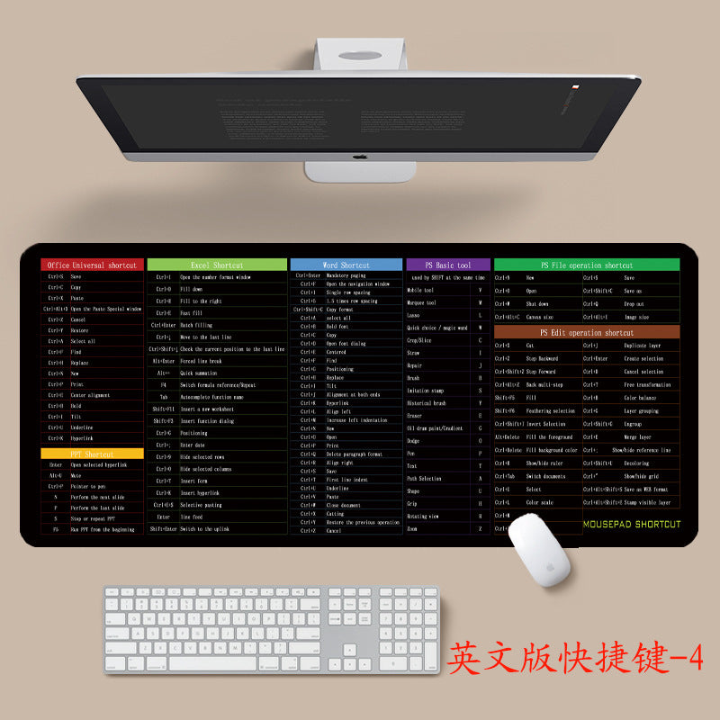 English shortcut key cross-border mouse pad Japanese Thai Vietnamese version shortcut key super large thick desk pad wholesale