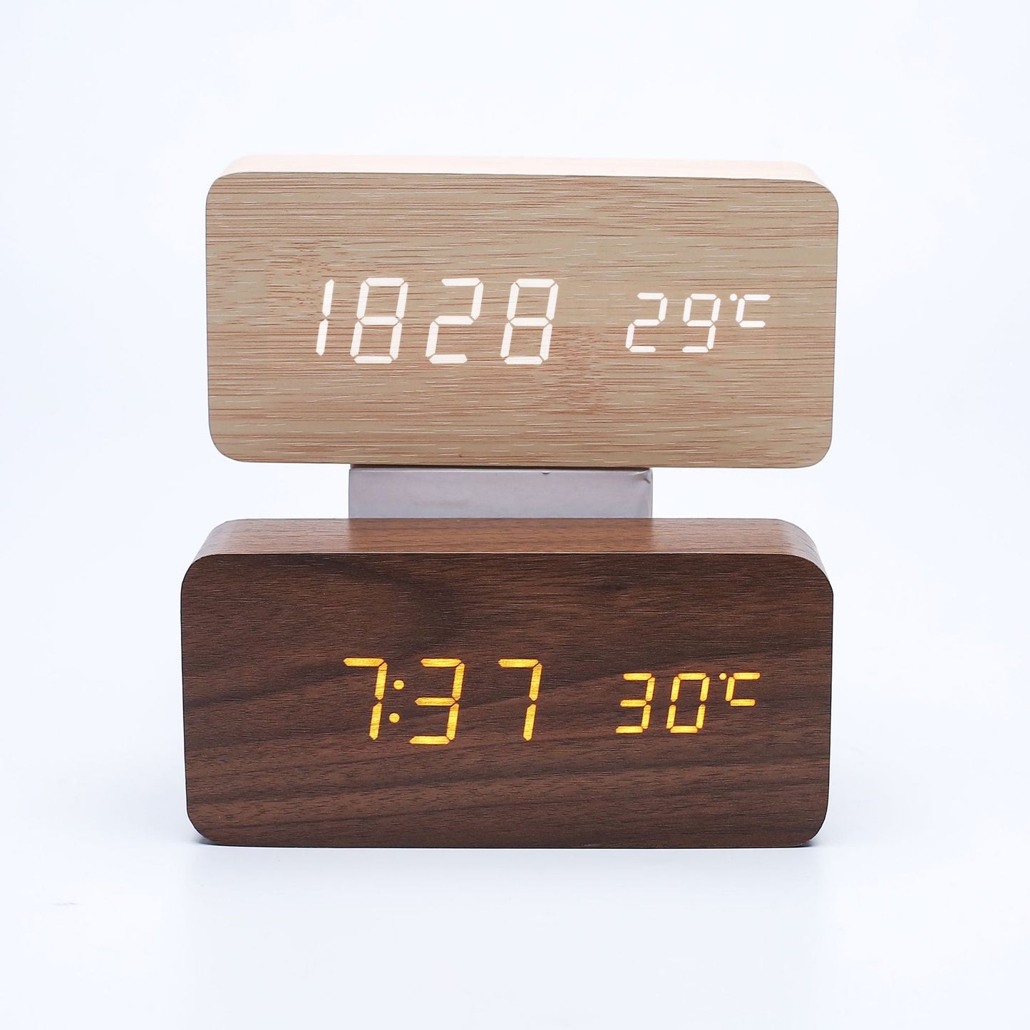 Creative multifunctional voice-controlled wooden clock, simple wooden clock for home, multifunctional electronic clock for student gifts