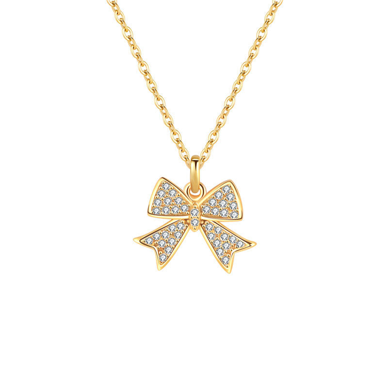 S925 sterling silver light luxury butterfly diamond necklace niche design necklace temperament white net celebrity same clavicle chain