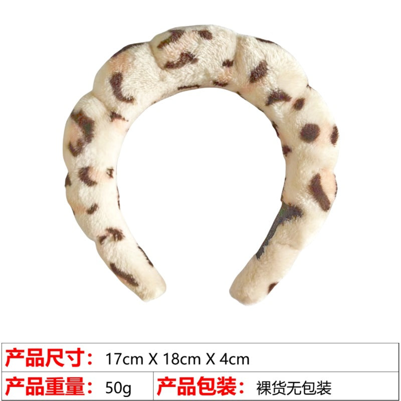 European and American cross-border hot-selling high-top hair accessories for women to wash their faces and bathe, cloud sponge headbands for makeup removal and hair ties