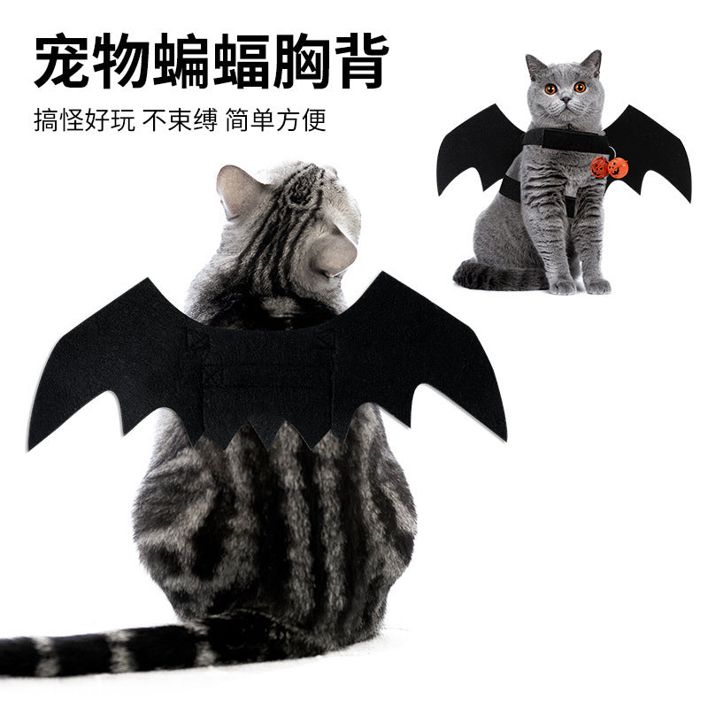 Cross-border new cat clothes, Halloween dog clothes, pet clothes, bat wings, bell style