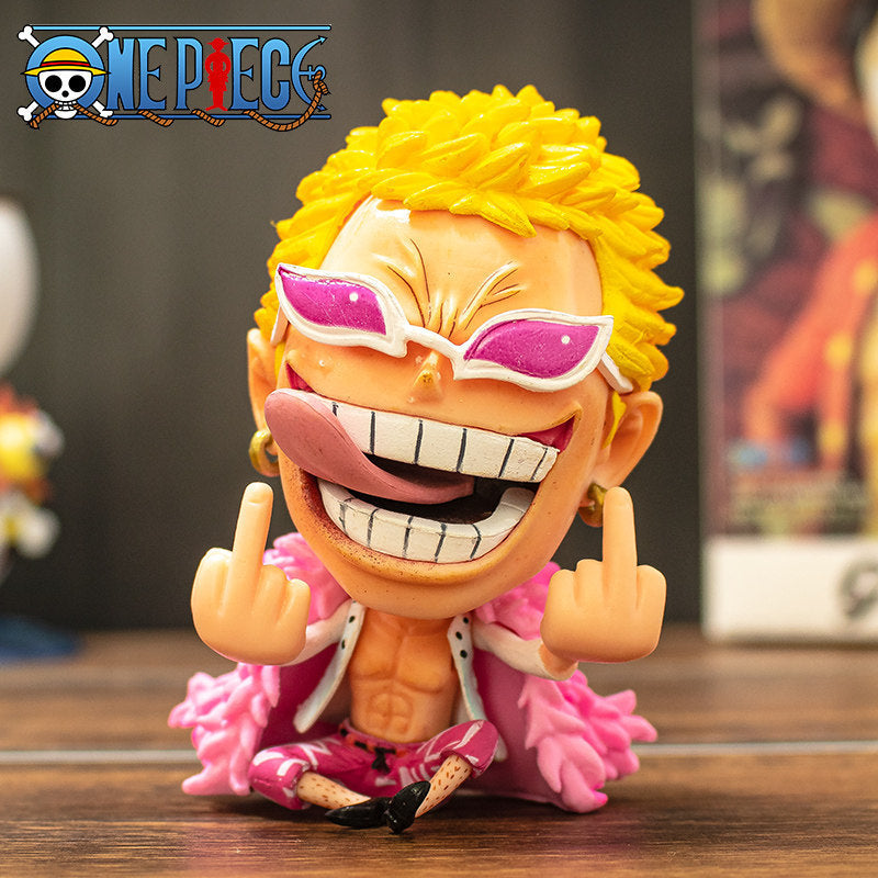 Q version of One Piece Big Head Luffy Zoro Chopper Ace Empress hand-made GK sitting doll blind box anime ornaments