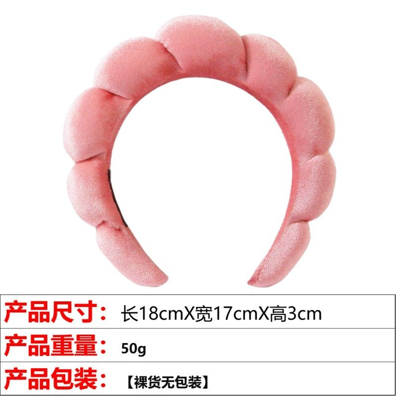 European and American cross-border hot-selling high-top hair accessories for women to wash their faces and bathe, cloud sponge headbands for makeup removal and hair ties