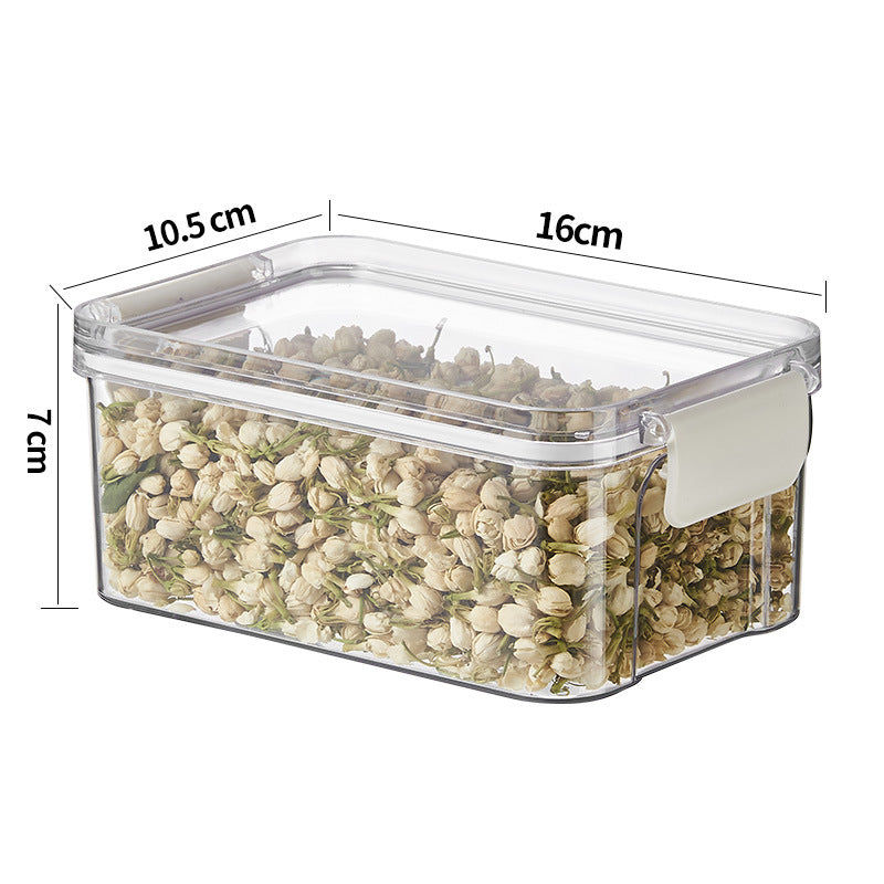 Square flower tea packaging box, 460ml, four-compartment plastic airtight container, food-grade storage box.