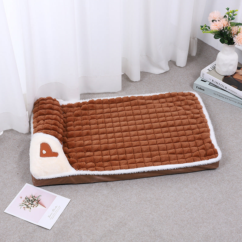 Cross-border direct supply dog mat for sleeping, removable and washable winter warm dog kennel sleeping mat, pet supplies, large dog bed