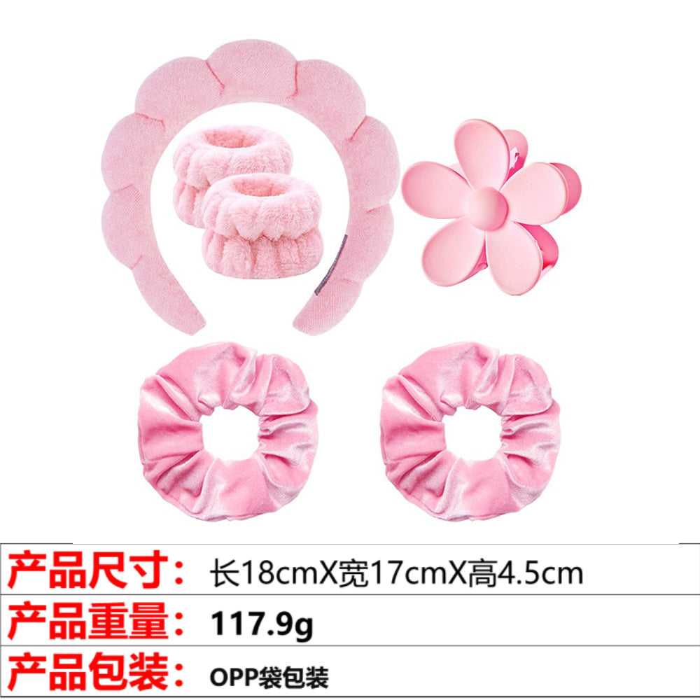 European and American cross-border hot-selling high-top hair accessories for women to wash their faces and bathe, cloud sponge headbands for makeup removal and hair ties