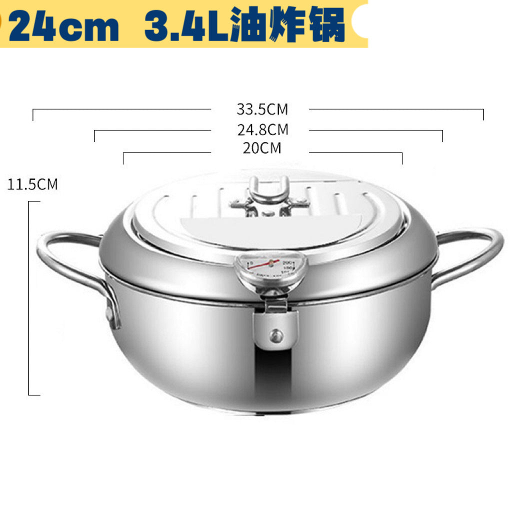 304 stainless steel frying pan tempura frying pan household temperature controllable frying pan oil saving source manufacturer with filter