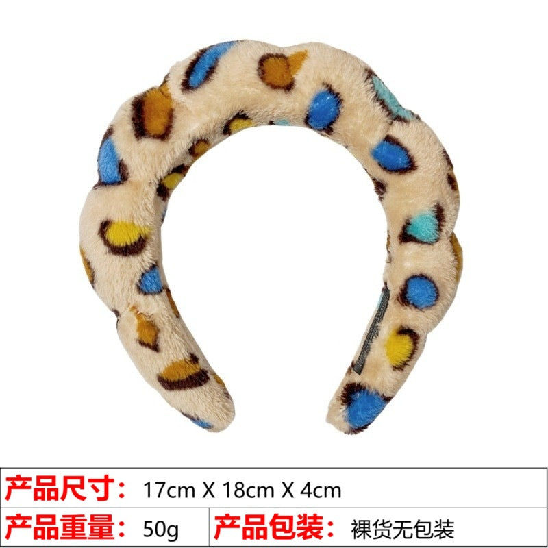 European and American cross-border hot-selling high-top hair accessories for women to wash their faces and bathe, cloud sponge headbands for makeup removal and hair ties