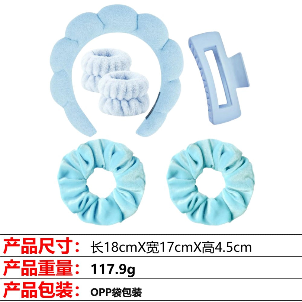 European and American cross-border hot-selling high-top hair accessories for women to wash their faces and bathe, cloud sponge headbands for makeup removal and hair ties