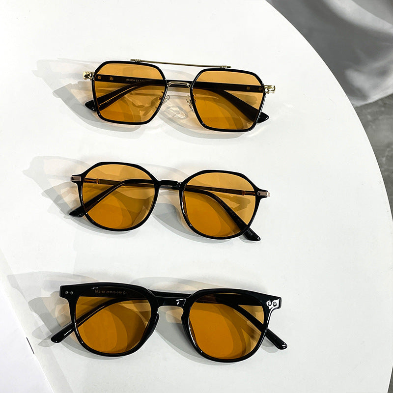 2023 new gm same style brown sunglasses TR90 female vibrato xiaohongshu same style summer sun protection sunglasses