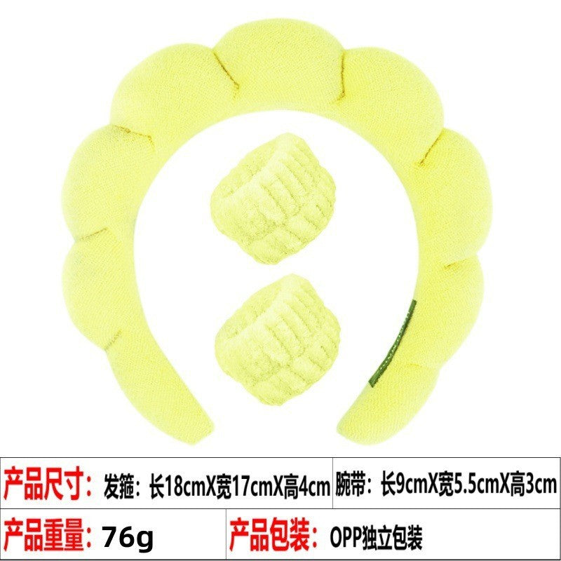 European and American cross-border hot-selling high-top hair accessories for women to wash their faces and bathe, cloud sponge headbands for makeup removal and hair ties