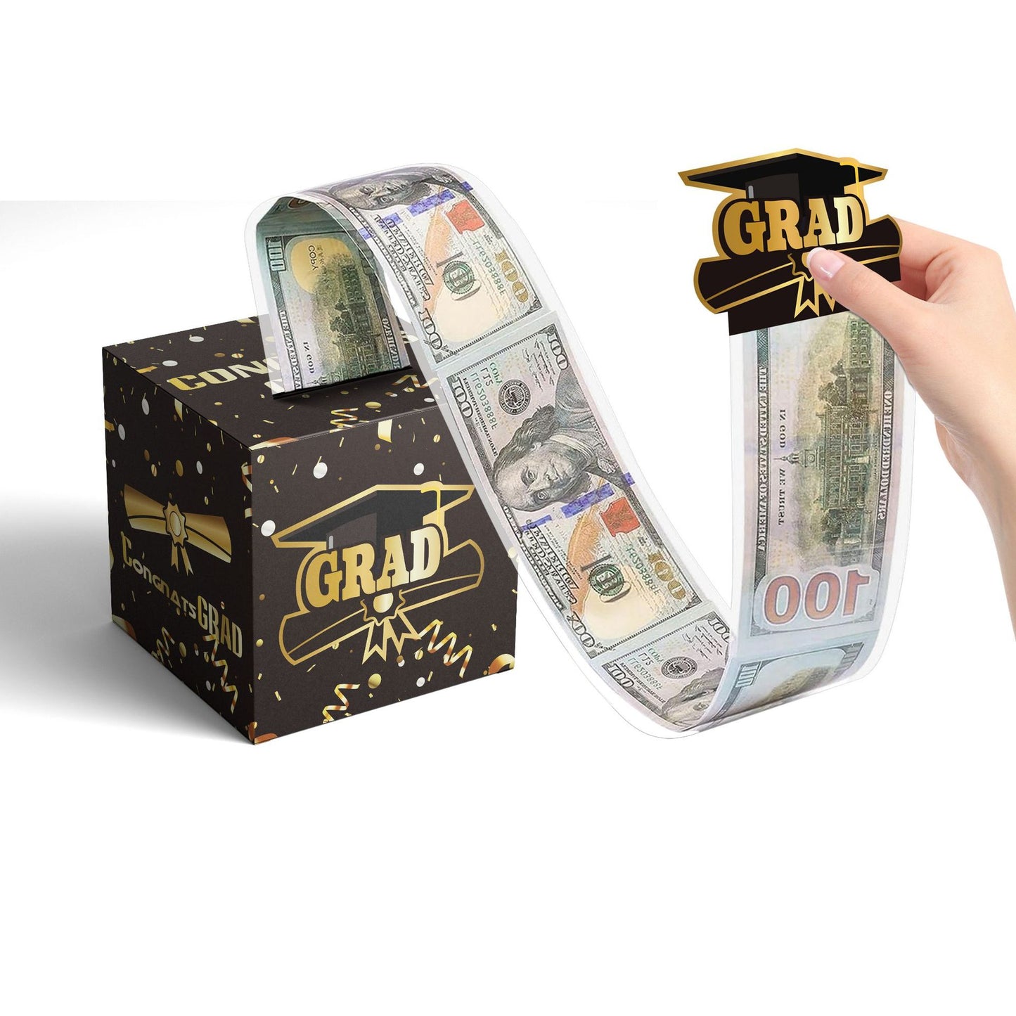 Cross-border money-drawing paper box surprise birthday party decoration birthday atmosphere layout props black gold money-drawing box