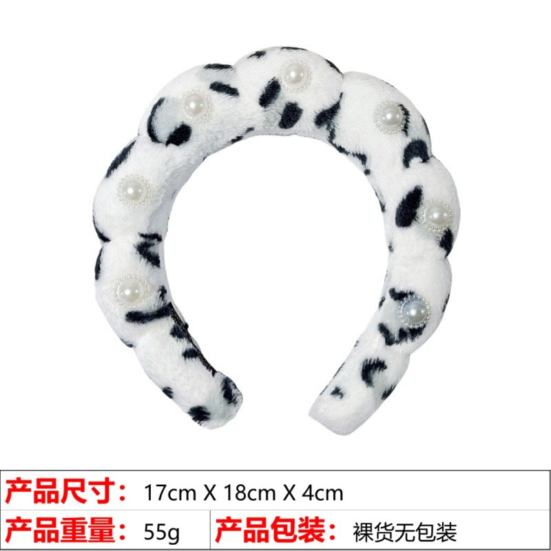 European and American cross-border hot-selling high-top hair accessories for women to wash their faces and bathe, cloud sponge headbands for makeup removal and hair ties