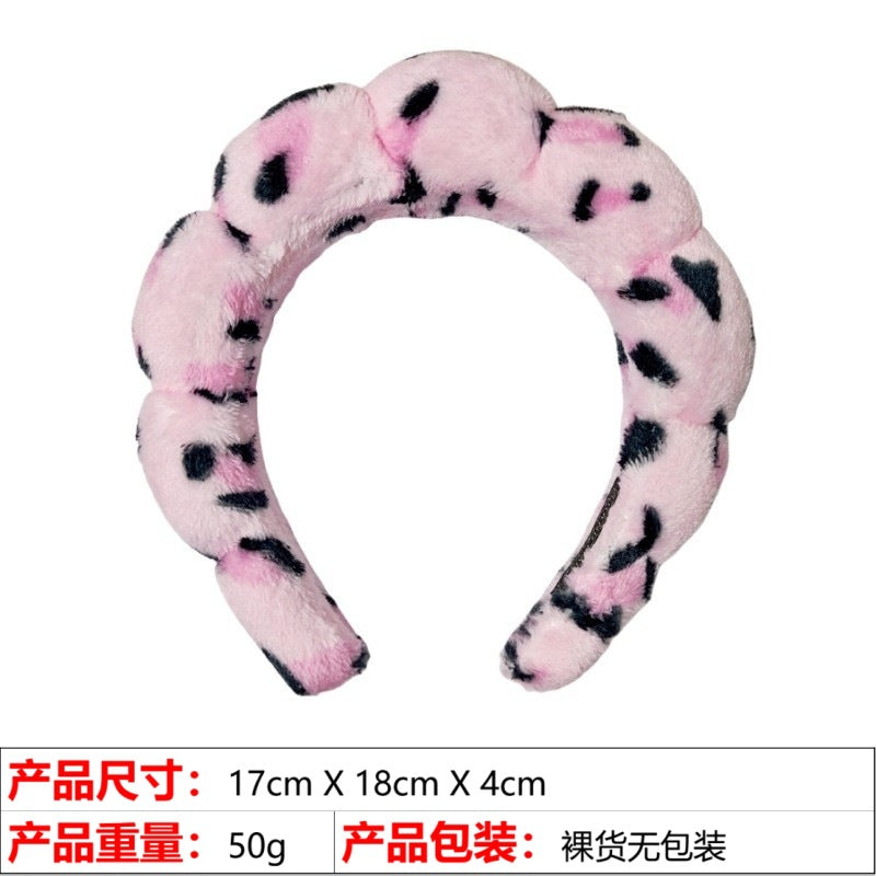 European and American cross-border hot-selling high-top hair accessories for women to wash their faces and bathe, cloud sponge headbands for makeup removal and hair ties