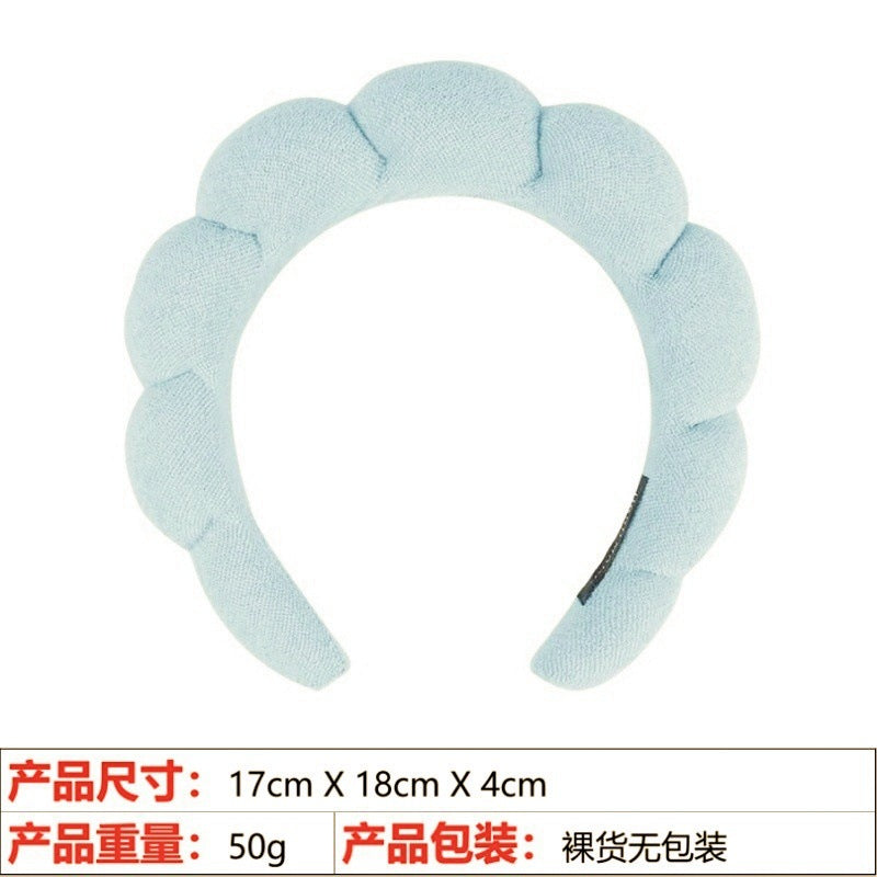 European and American cross-border hot-selling high-top hair accessories for women to wash their faces and bathe, cloud sponge headbands for makeup removal and hair ties