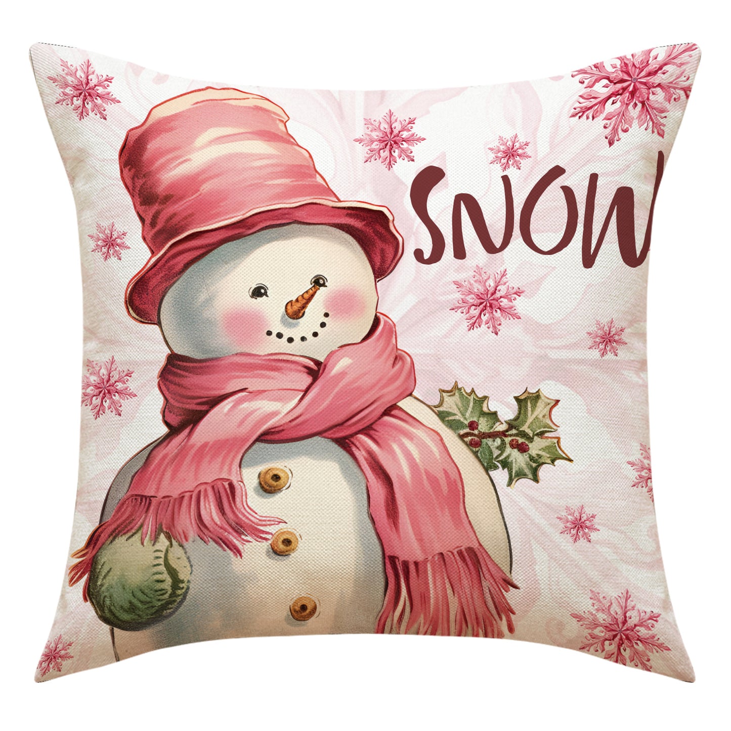 Pink Elk Christmas Cushion Cover Linen Letter Print Holiday Decoration Living Room Sofa Cushion Cover Cushion Cover