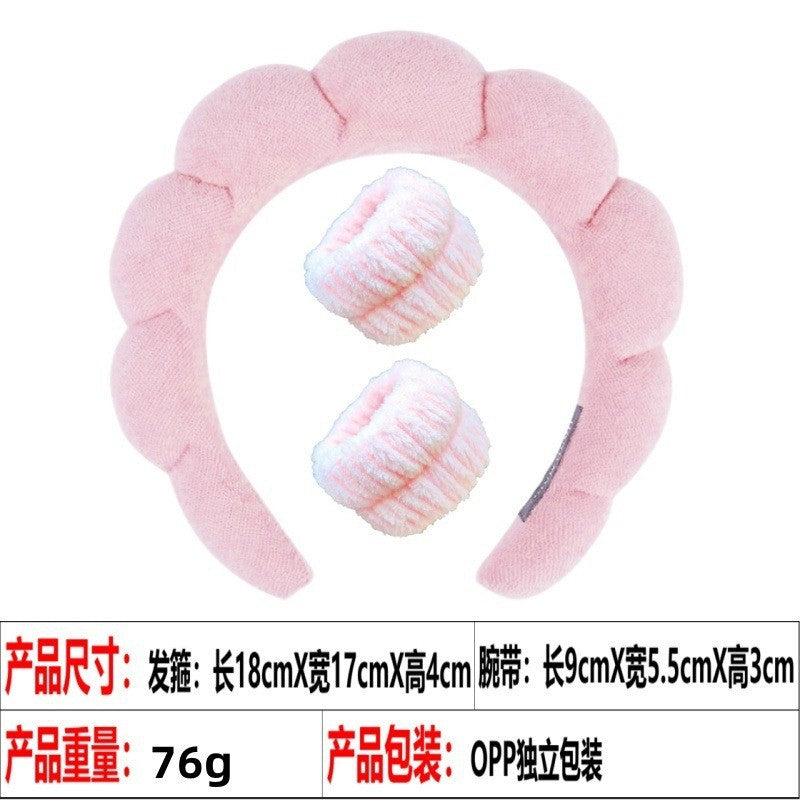 European and American cross-border hot-selling high-top hair accessories for women to wash their faces and bathe, cloud sponge headbands for makeup removal and hair ties